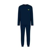 Organisch Katoenen Comfort Fit Pyjama Emporio Armani , Blue , Heren