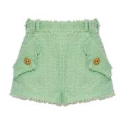 Tweed hoge taille shorts Balmain , Green , Dames