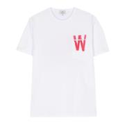 Wit Crewneck T-shirt met Zak Woolrich , White , Heren