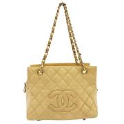 Pre-owned Leather shoulder-bags Chanel Vintage , Beige , Dames