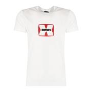 Elegante ronde hals bedrukt T-shirt Diesel , White , Heren