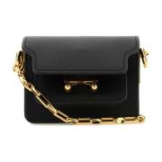 Zwarte Leren Micro Trunk Crossbody Tas Marni , Black , Dames