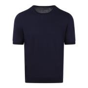 Katoen Gebreid T-Shirt Ss24 Italië Tagliatore , Blue , Heren