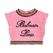 Handtekening tweed en ketting top Balmain , Pink , Dames