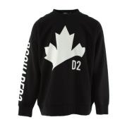 Zwarte Katoenen Slouch Fit Sweater Dsquared2 , Black , Heren