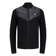 Zwarte Gestreepte Gebreide Vest met Opstaande Kraag Jack & Jones , Bla...