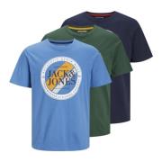 Casual Print Mix T-Shirt 3 Pack Jack & Jones , Multicolor , Heren
