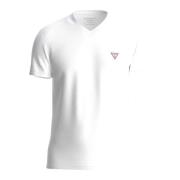Heren V-Hals Logo Print T-Shirt Guess , White , Heren