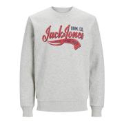 Logo Print Sweatshirt Pullover Jack & Jones , White , Heren