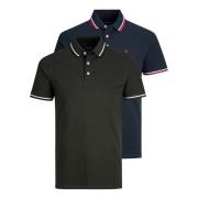 Gestreepte Kraag Polo Shirt 2 Pack Jack & Jones , Green , Heren