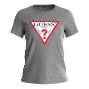 Originele Tee Katoenen T-shirt Dames Guess , Gray , Dames