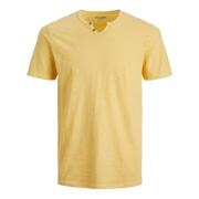 Split Neck Slub Fabric T-Shirt Jack & Jones , Yellow , Heren