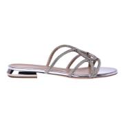 Flat sandals with silver rhinestones Baldinini , Gray , Dames