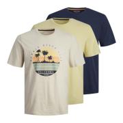 Zomer Vibe Print Mix T-Shirt 3 Pack Jack & Jones , Multicolor , Heren