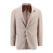 Klassieke Wol Linnen Blazer Bruin Lardini , Beige , Heren