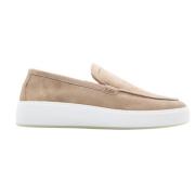 Beige Suède Loafers met Witte Zool Nubikk , Beige , Heren