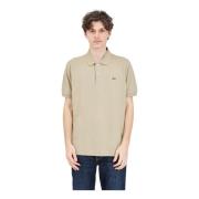 Beige Polo Shirt Krokodil Logo Patch Lacoste , Beige , Heren