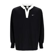 Oversized Lange Mouw Polo Zwart/Wit Nike , Black , Dames