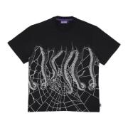 Zwarte Web Tee Streetwear Collectie Octopus , Multicolor , Heren