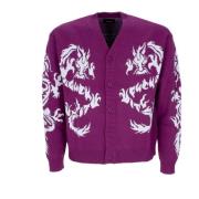 Paarse Twin Dragon Cardigan Streetwear HUF , Purple , Heren