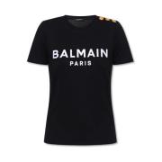 Logo T-shirt Balmain , Black , Dames