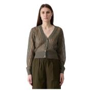 Olijfgroene Lurex Cardigan Federica Tosi , Green , Dames