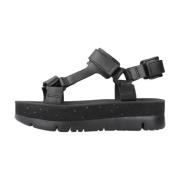 Stijlvolle platte sandalen in zwart en oranje Camper , Black , Dames