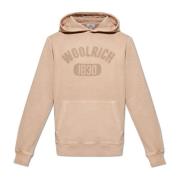 Hoodie met logo Woolrich , Beige , Heren