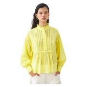 Katoenen voile Victoriaanse stijl blouse Anna Antik Batik , Yellow , D...