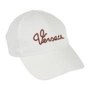 Denim Baseball Cap met Touw Borduurwerk Versace , White , Heren