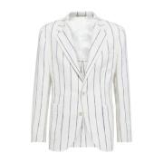 Deconstructed Pinstripe Linen Jacket Brunello Cucinelli , White , Here...
