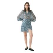 Chiffon print blouse Cassy Antik Batik , Blue , Dames