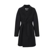Zwarte Cashmere Wrap Coat Max Mara , Black , Dames