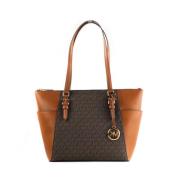 Charlotte Bruin Signature Leren Tote Tas Michael Kors , Brown , Dames