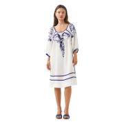 Geborduurde jurk Victoria Antik Batik , White , Dames