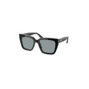 Zwarte Frame Donkergrijze Lens Zonnebril Swarovski , Black , Unisex