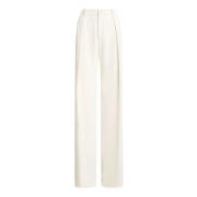 Geplooide Slim Fit Volledige Lengte Broek Ralph Lauren , White , Dames