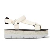 Stijlvolle witte platte sandalen Camper , White , Dames