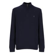 Blauwe Wollen Trui met Rits Ralph Lauren , Blue , Heren