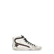 Witte Leren Sneakers met Glitterdetails Golden Goose , Multicolor , Da...