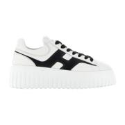 Witte en zwarte leren sneakers Hogan , White , Heren