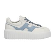 Witte en blauwe leren sneakers Hogan , White , Dames