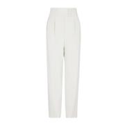 Straight Leg Ice White Belted Broek Giorgio Armani , Gray , Dames