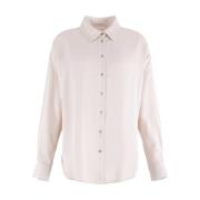 Knoop-Up Lange Mouw Blouse Moscow , Beige , Dames