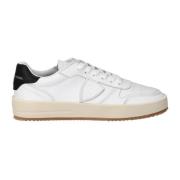 Witte en zwarte leren lage sneakers Philippe Model , White , Dames