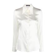 Witte Zijden Lange Mouw Shirt Dolce & Gabbana , White , Dames
