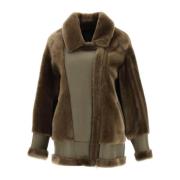 Faux Fur Shearling Jackets Blancha , Beige , Dames