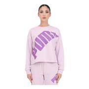Roze Power Crew Logo Sweater Puma , Pink , Dames