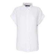 Witte Linnen Overhemd met Franse Kraag Ralph Lauren , White , Dames