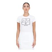 Wit Geborduurd Logo T-shirt Lente/Zomer Armani Exchange , White , Dame...